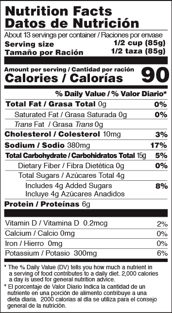 crab deluxe nutritional